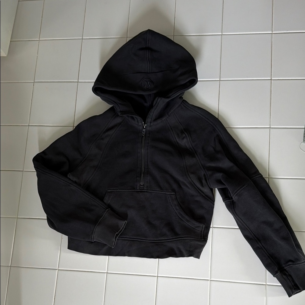 Lululemon Scuba Black Half-Zip Hoodie with Front Kangaroo Pocket